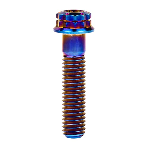 Image of Titanium Flange 12 Point Head M8 x15 20 25 30 35 40 45 50 55 60 65mm Screw Bolt Pack of 4 (M8x35mm, Burning Blue)