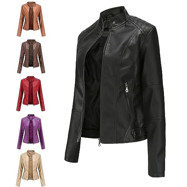 Adhdyuud Vrouwen Casual Lederen Jassen Herfst Vintage Dunne Fiets Staande Kraag Motorfiets Jas