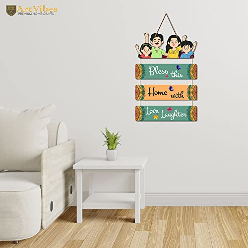 Image of Artvibes Home Quote Wooden Wall Hangings Decor For Home | Living Room | Quotes Decor Item | Home Quotes Wall Hanging | Modern Decor Items | Wall Poster | Artworks Hangings | Unique Gift (WH 6907N)