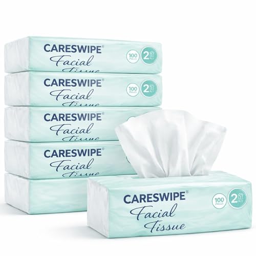 Careswipe Soft 2 Ply Face Tissue- 100 Pulls Each Box (200 Sheets) Pack Of 6-600 Pulls (1200 Sheets)