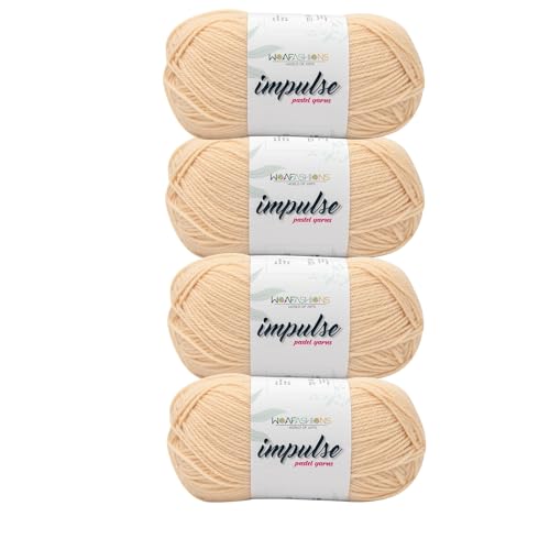 Image of WOAFashions Impulse Hand Knitting & Crochet Yarn, Premium Acrylic, 4 : Medium (Wheat) (4x100gms / 14.1oz)