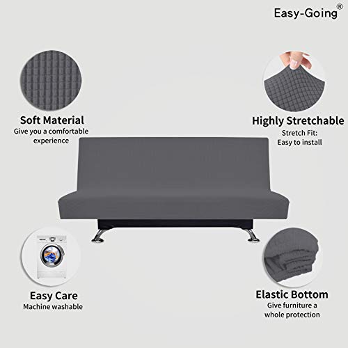 Image of Easy-Going Stretch Large Futon Slipcover Armless Futon Cover Grey