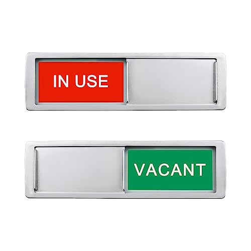 Image of Vacant In Use Door Sign for Home Office Restroom Conference Hotels Hospital, Vacant Occupied Slider Door Indicator Tells Whether Room Vacant or In Use, 7'' x 2'' - Silver