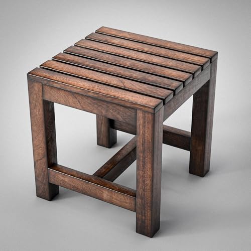 Image of Solid Mango Wood Step Stool for Home Use | Wooden Step Stool for Kitchen, Bathroom, Pooja Room & Kids | Small Wooden Stool for Standing & Sitting | 12 Inch