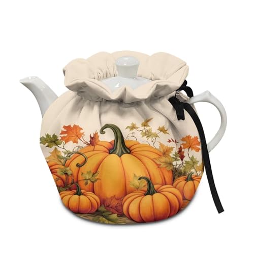 Goronwyfloyd Classic Flower and Maple Teapot Cozy Breakfast Warmer Soft Fabric Dustproof and Durable Tea Pot Cozies Easy to Clean and Portable Fall Decoration for Home