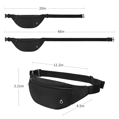 Frenou 1L Fanny Pack With 4-Zipper Pockets-Crossbody Bags For Women And Man-Crossbody Belt Bag With Adjustable Strap For Travel Running Hiking Walking Workout Black - Image 3