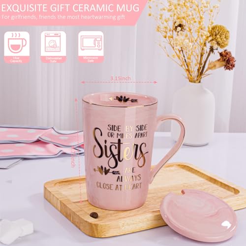 Sister Birthday Gifts, Sister Gifts from Brother Sisters - Gift for Sisters on Her Birthday Christmas, 14OZ Marble Ceramic Coffee Mug with Lid Card Spoon, Present Box - Image 4