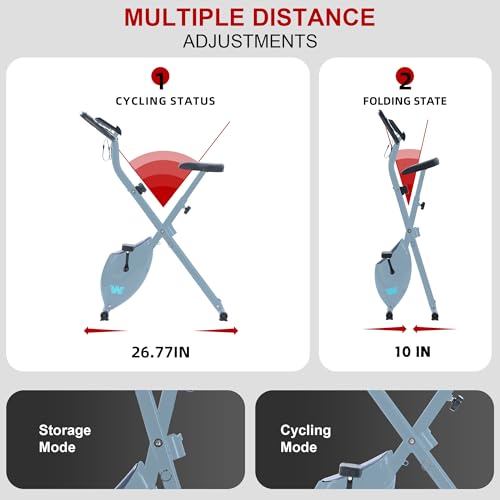 Image of BARWING Foldable Exercise Bike with Magnetic Resistance for Home | 3 IN 1 Stationary Bike with 16 Resistance Levels and 330 lb Capacity for Low-Impact Home Cardio Workouts