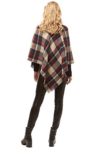 ScarvesMe Women's Cozy Plaid Check Soft Brush Cape Shawl Reversible Poncho4
