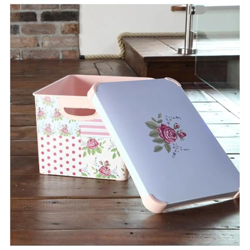 Large Floral Patchwork Storage Box with Lid - 22L - 30cm x 40cm - Ideal for Home Organization - Cosy Home Interiors Large Floral Patchwork Storage Box with Lid - 22L - 30cm x 40cm - Ideal for Home Organization - Image 5