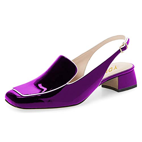 Image of YDN Women Closed Square Toe Block Low Heels Slingback Formal Loafer Dressy Shoes Office Lady Pump Size 4-15 US