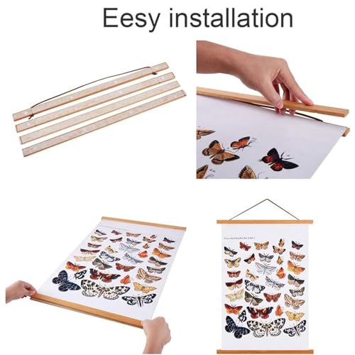 Ywlake Magnetic Poster Frame Frames,Light Wood Wooden Poster Hangers Hanger Hanging Kit for Canvas Artwork Art Print (140cm / 55" - Image 2