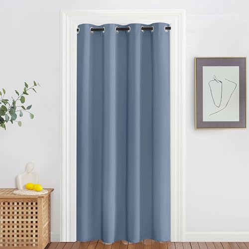 NICETOWN Stone Blue Blackout Bedroom Curtain 78 inch Length - Grommet Privacy Window Treatment Light Blocking Sound Reducing Thermal Drape for Living Room (1 Panel, W52 x L78)