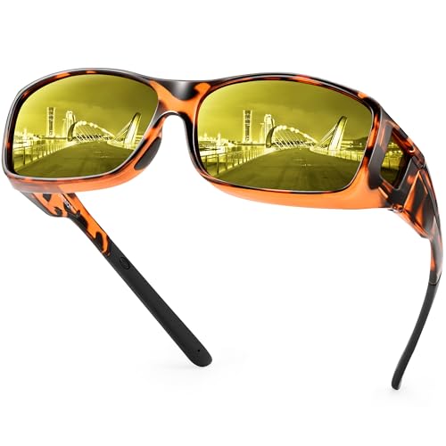 Image of URUMQI Night Vision Driving Glasses Fit Over Eyeglasses for Men Women
