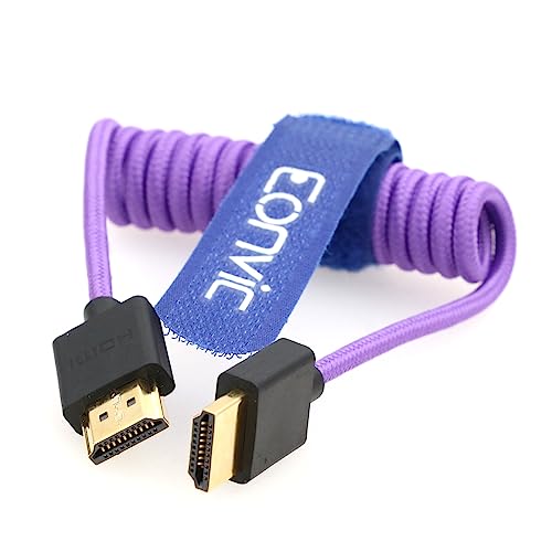 Eonvic 2.1 8K HDMI Extender, Purple Coiled Cable for Atomos Ninja V Sony a7siii, Portkeys BM5 Monitor