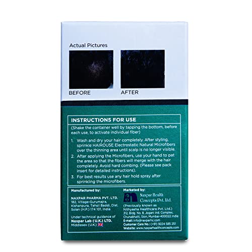 Image of NEW ! Hairouse Natural Hair Building Microfibers (Jet Black) 6 Gms | Hair Fibre to Cover Bald Patches, Thinning Hairs, Instant Volume & Fuller Look for Men & Women | Ecofriendly & Biodegradable