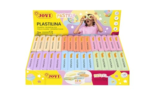 Plastilina jovi 70 tamaño pequeño caja de 30 unidades colores pastel surtidos 50g