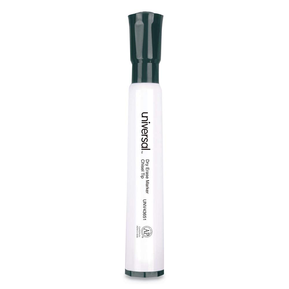 Universal UNV43651 Broad Chisel Tip Dry Erase Marker - Black (1 Dozen)