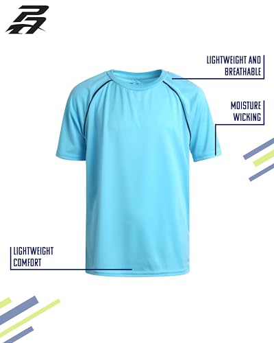 Pro Athlete Boys Athletic Shirts - 4 Pack Boys Dry Fit Shirt Lightweight Performance Tees Kids Dri Fit Shirts (Sizes 5-16)3