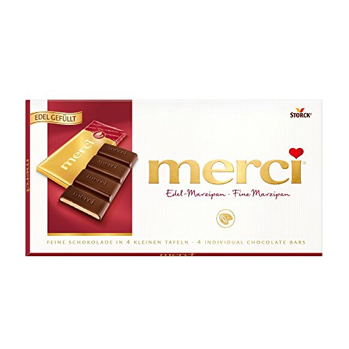 Storck merci Edel-Marzipan Chocolate Fino, 4 Barras Individuales, 112g