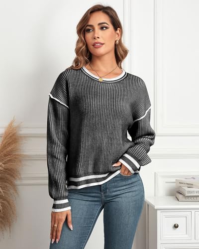 Image of ZAFUL Womens Oversized Sweaters 2025 Cable Knit Chunky Sweater Long Sleeve Crewneck Pullover Loose Outfits