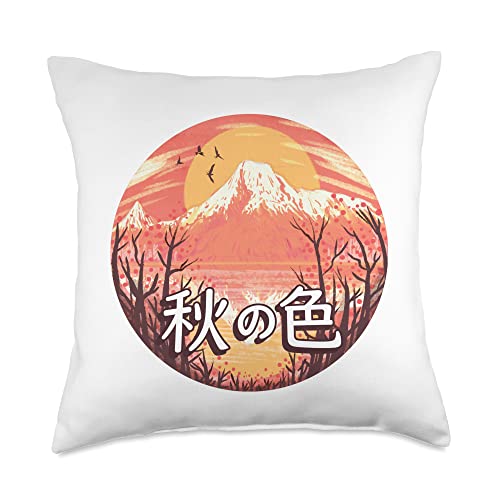 Let's Go To Japan Fuji Yama Japanese Otaku Blossom Throw Pillow