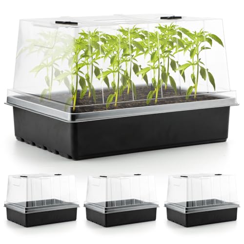 RooTrimmer 4-Pack Seed Starter Trays with 5'' Tall Humidity Domes