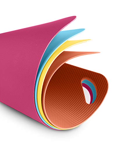 Image of Dexas Heavy Duty Cutting Board Grippmat, Flexible Cutting Boards for Kitchen, Set of 4, Non Slip Plastic Board Cutting Mat 11.5 by 14 inches, Bright Blue, Yellow, Orange and Pink Set Kitchen Gadgets