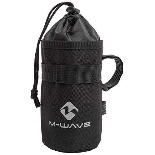 M-Wave Unisex - Adult Amsterdam Bottle ISO Bottle Holder Bag, Handlebar Bag, Insulated, Tool-Free Assembly, with Reflective Logo and Drawstring Closure, Black