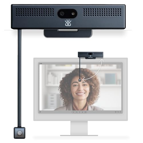 iContact Camera ProHello 4K HD Webcam with Eye Contact, Windows Hello Facial Recognition, Noise Cancelling Mics, USB Plug & Play for Mac, PC & Linux, Works with Zoom, Teams, Meet, Video Calls