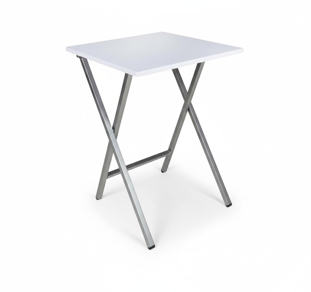 Dcasa - Tavolo quadrato pieghevole bianco 48 x 48 x 65 cm