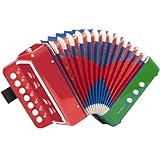 Button Accordion, Horse 10 Keys Control Kids Accordion Musical Instruments for Kids Children Beginners Lightweight and Environmentally-friendly (Mixer Color)