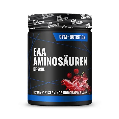 EAA Pulver hochdosiert I 500g mit 8 essentiellen Aminosäuren I Vegan I Mit BCAA I (Kirsche)