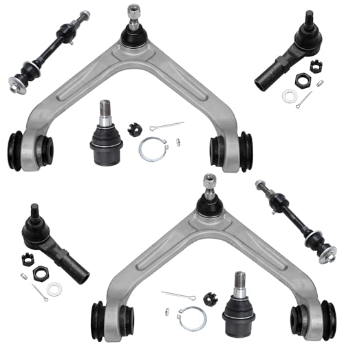 Image of Detroit Axle - RWD Front End Control Arms Kit for 03-06 Dodge Ram 2500 3500, 2 Upper Control Arms w /Ball Joint 2 Tie Rods 2 Sway Bars 2 Lower Ball Joints 2003 2004 2005 2006 Replacement - 8pc Set