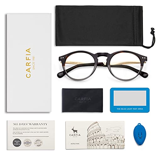 Image of CARFIA Acetate Round Blue Light Blocking Glasses for Women Anti Eye Eyestrain Computer Gaming Glasses CA5373NF