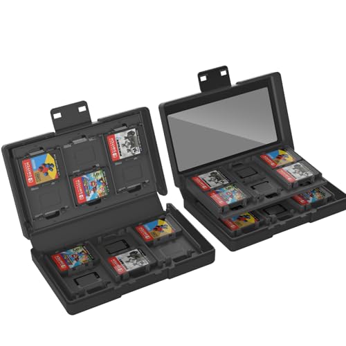 Lutree Game Card Case für Nintendo Switch 2 2025/ Nintendo Switch, mit 24 Spielkarten Slots, Dauerhaft & Tragbar Aufbewahrungsbox für Spielkarten -Schwarz