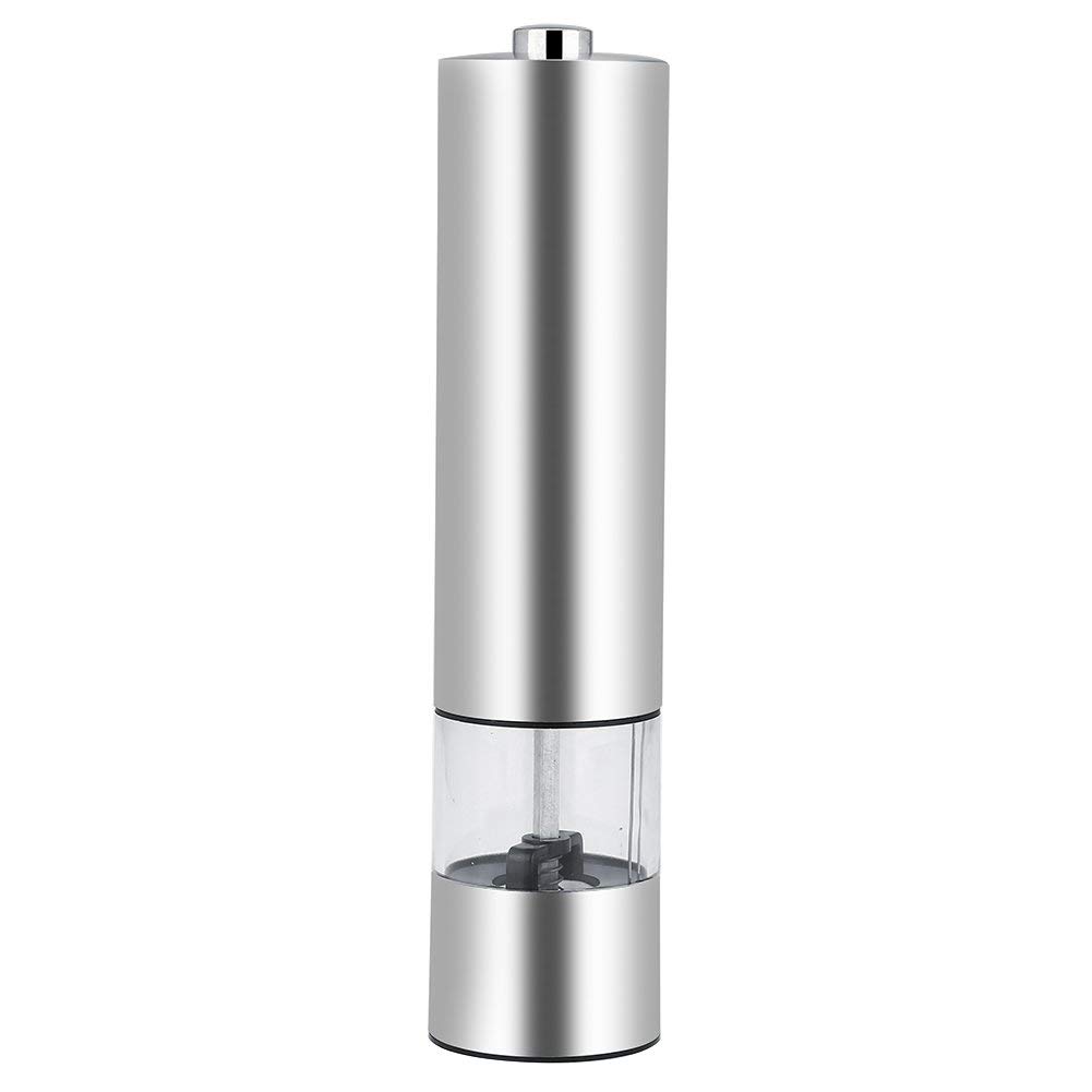 Electric Salt & Pepper Mill Grinder, Stainless Steel Electric Salt & Pepper Mill Grinder Adjustable Coarseness Battery Power for Home Kitchen