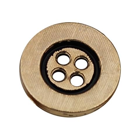 Elegant and classic Metal Buttons gold 4 Holes Thin black Stripes 20mm Pack of 6 Cover