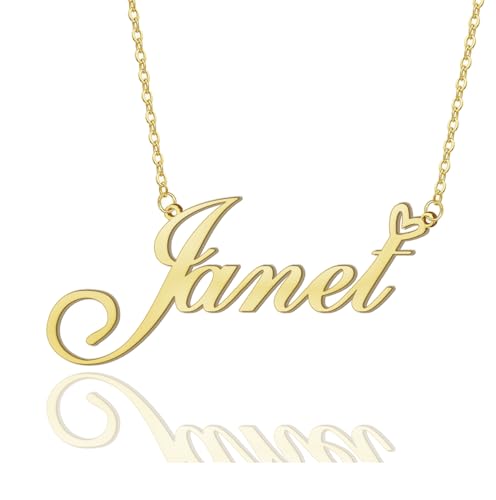 AOLO Personalized Name Necklace Custom Name Necklaces Stainless Steel Nameplate Heart Jewelry Gold Silver Color for Womens Mens