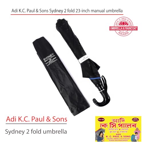 Image of Adi K.C. Paul & Sons Sydney 2 fold heavy duty 23-inch bigger size umbrella for men & women