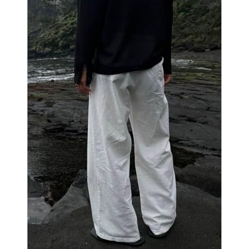 Casual Wide Leg Trousers for Men Elastic Drawstring Waist Baggy Pants Vacation Travel3