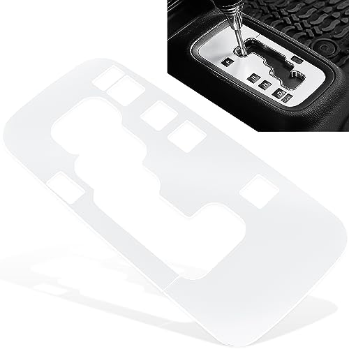Trim Gear Frame Cover Gear Shift Box Cover For Jeep Wrangler 2012-2018 JK JKU Sport Sahara Freedom Rubicon Unlimited Gear Shift Panel Cover Trim Interior Decoration Accessories Aluminum (White)