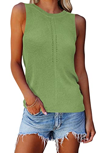 Image of Cutiefox Women's Knit Tank Tops Sleeveless Summer Loose Tie Back Casual Vest Shirts Blouses