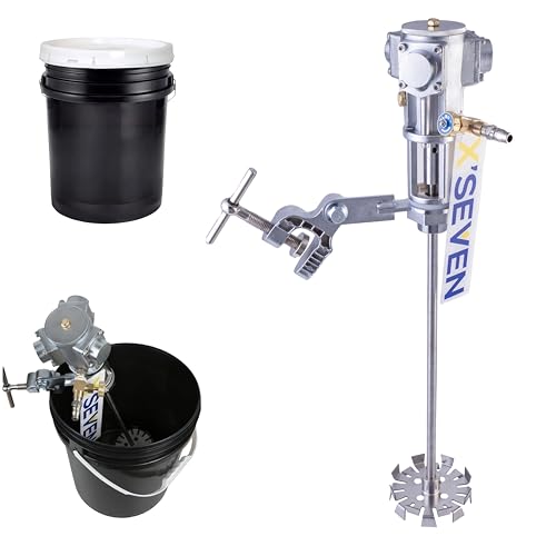 Image of 5 Gallon Pneumatic Paint Mixer,Clamp Mount Pail Mixer,Tank Barrel Drum Mixer,Pneumatic Bracket Mixer with Stainless Shaft & Disperser Blade-for Paint/Ink/Adhesive/Coatings