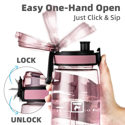 Image of Fanhaw 32 oz Clear Plastic Water Bottle, BPA Free Leakproof Tritan Sports Water Bottle with Chug Lid, Wide Mouth Reusable Bottle for Gym, Travel, School & Office (Cherry Blossom)