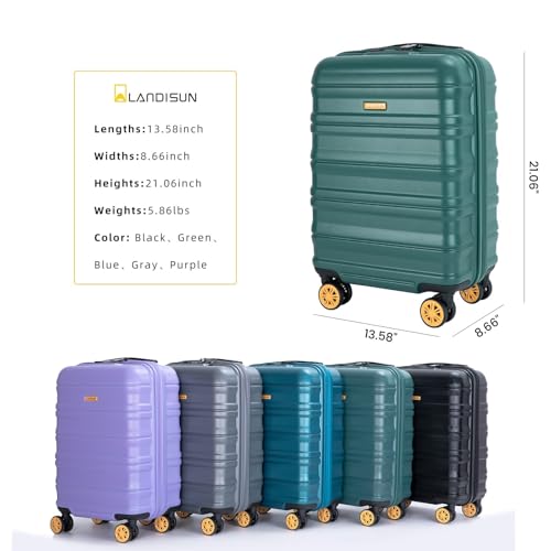 Durable Dark Green Hard Shell Carry On Suitcase with Lock & 360° Wheels - 18.5" Travel Luggage4