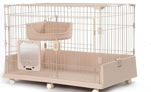 猫用ケージ 猫ケージ 大型 大型猫用ケンネル 1段 2段 3段 お手入れ簡単 多頭飼い おしゃれ キャスター 組み替え自由 幅広設計(ベージュ,101*66*69CM)