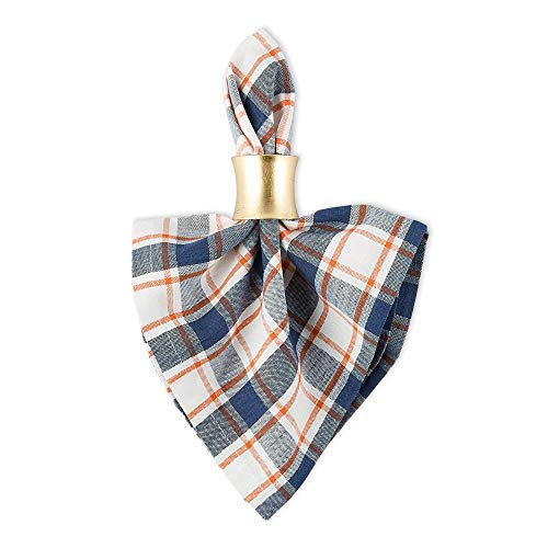 DII Autumn Farmhouse Plaid, Cotton, Blue & Orange, 20" x 20" (Set of 6), 50.8 x 50.8 cm (Set of 6) - Image 2