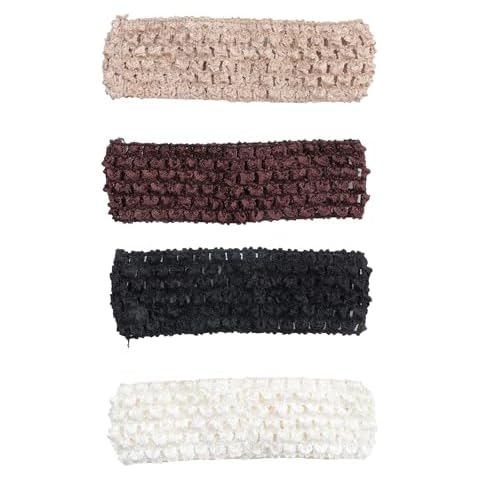 Ruwado 4 Pcs Crochet Headbands Multi Color Soft Retro Stretch Knitted Hair Accessories for Dress up Parties Halloween Costume Sports Outdoor Activities Cover