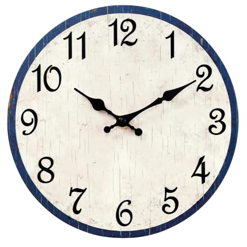 Image of CHYLIN Wall Clock Silent Non-Ticking Battery Operated Blue Simple Modern